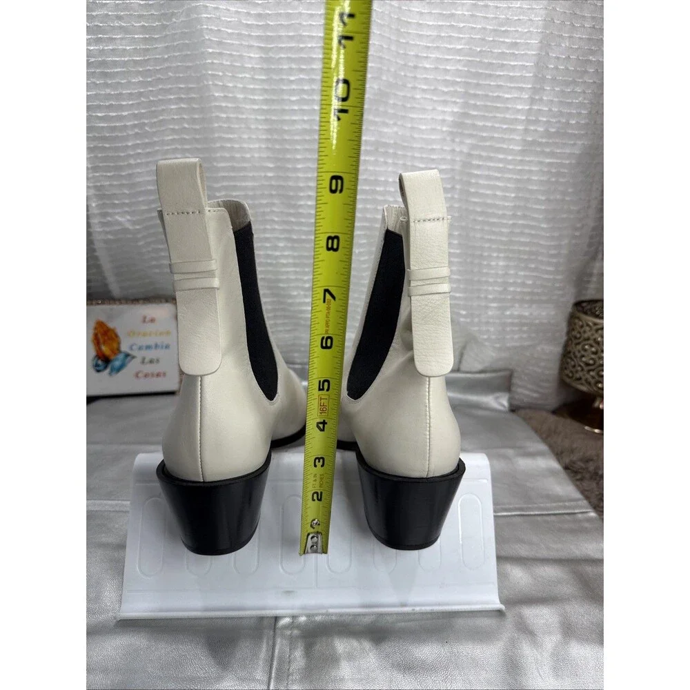 (E2) FRAME Women Le Lexington Off White Leather Chelsea Boot SIZE 38,5 - Picture 6 of 11